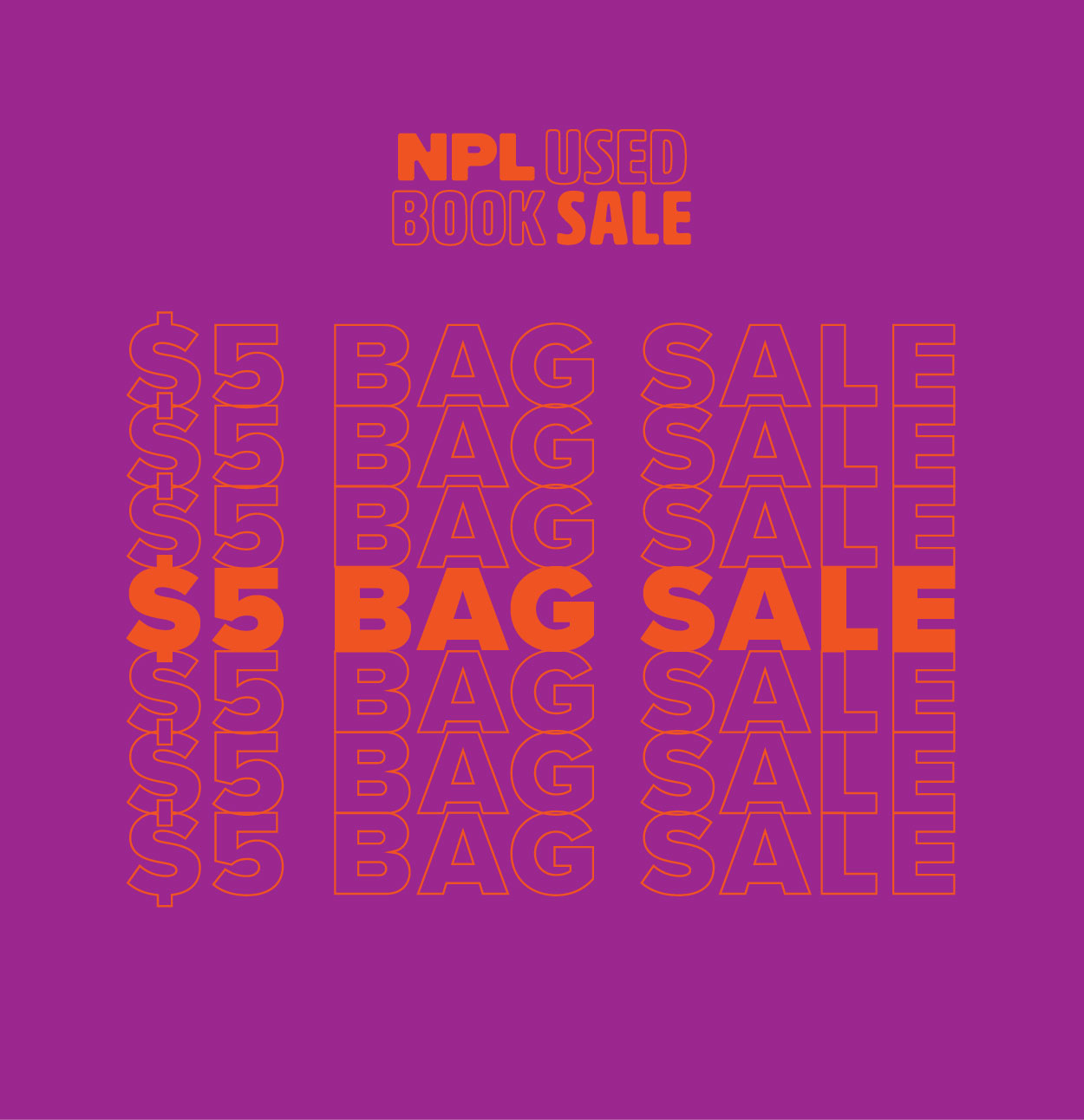 NPL Used Book Sale 5 Bag Sale Normal Public Library