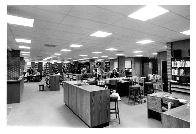 View of first floor of Normal Public Library in approximately 1974
