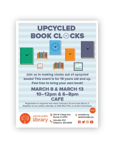 Upcycled Book Clocks flyer